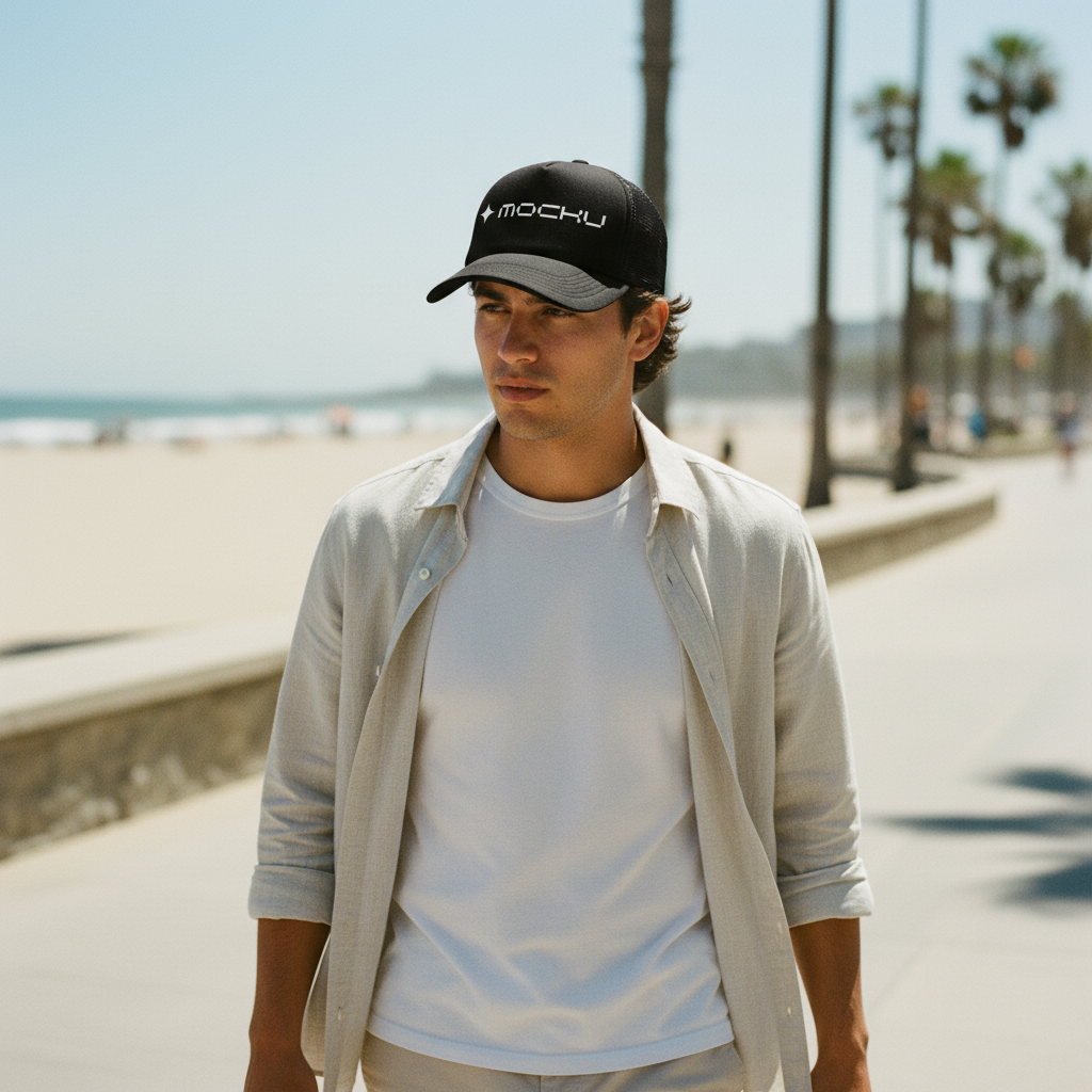 Trucker Baseball Cap Minimal Light mockup