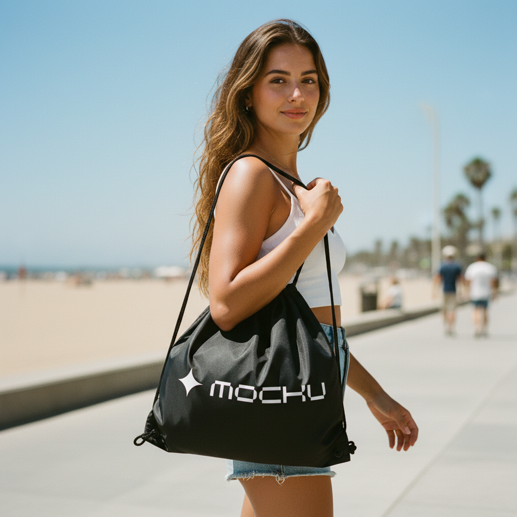 Gym Drawstring Bag Minimal Light mockup