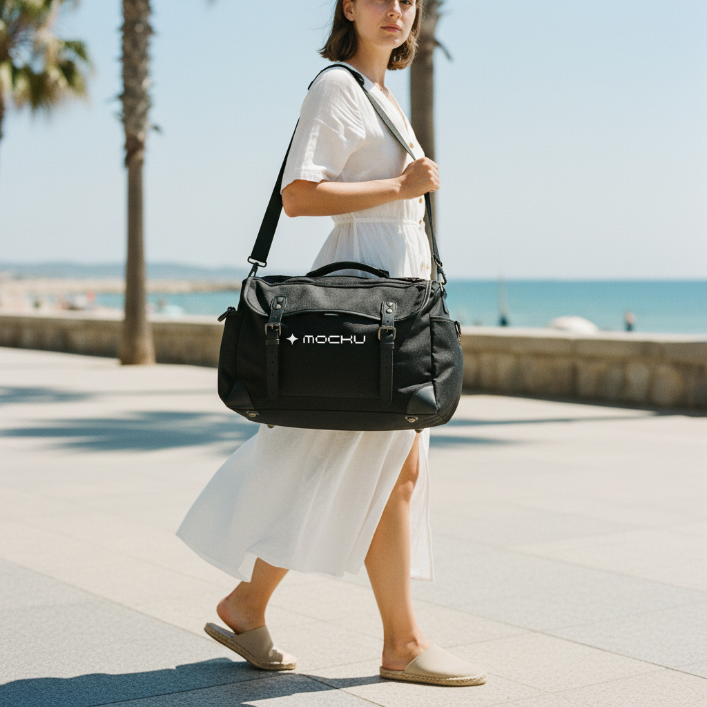 Buckled Travel Bag Minimal Light mockup