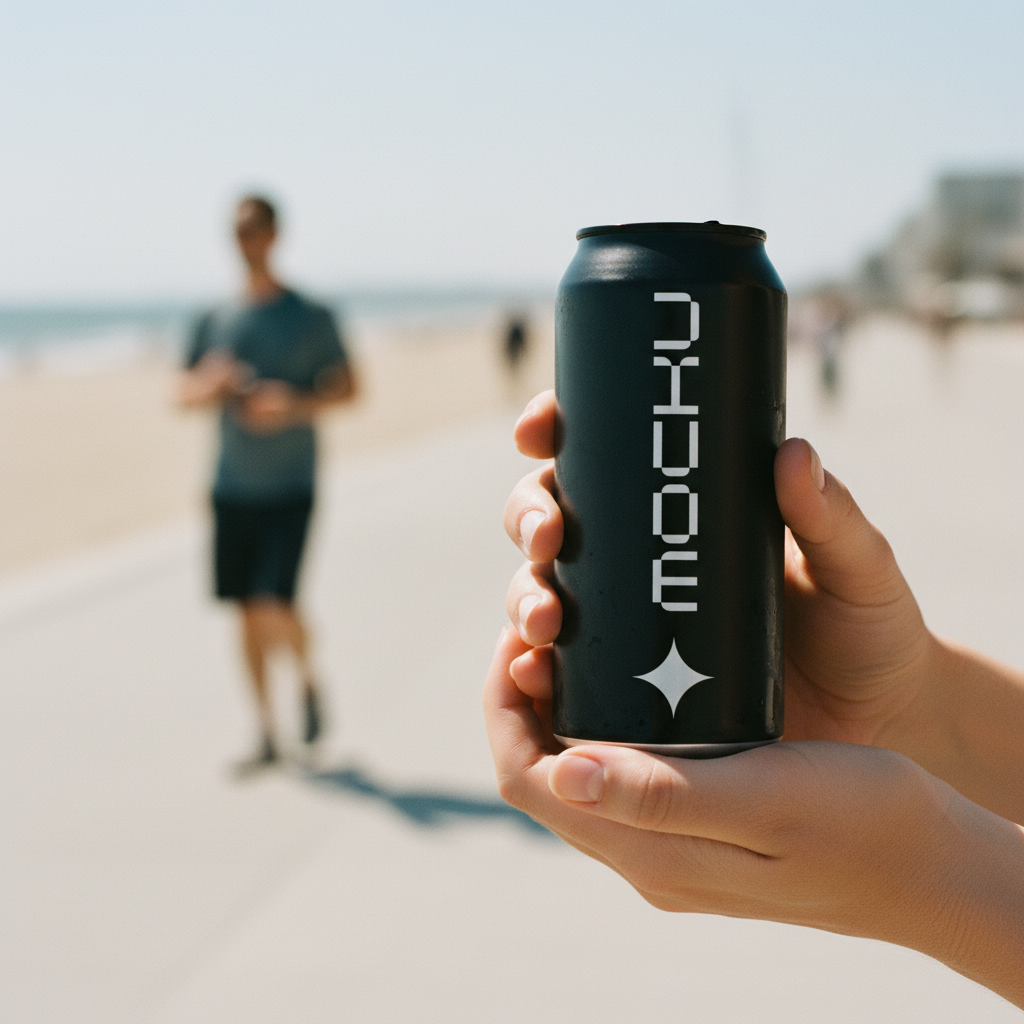 Energy Drink Can Minimal Light mockup
