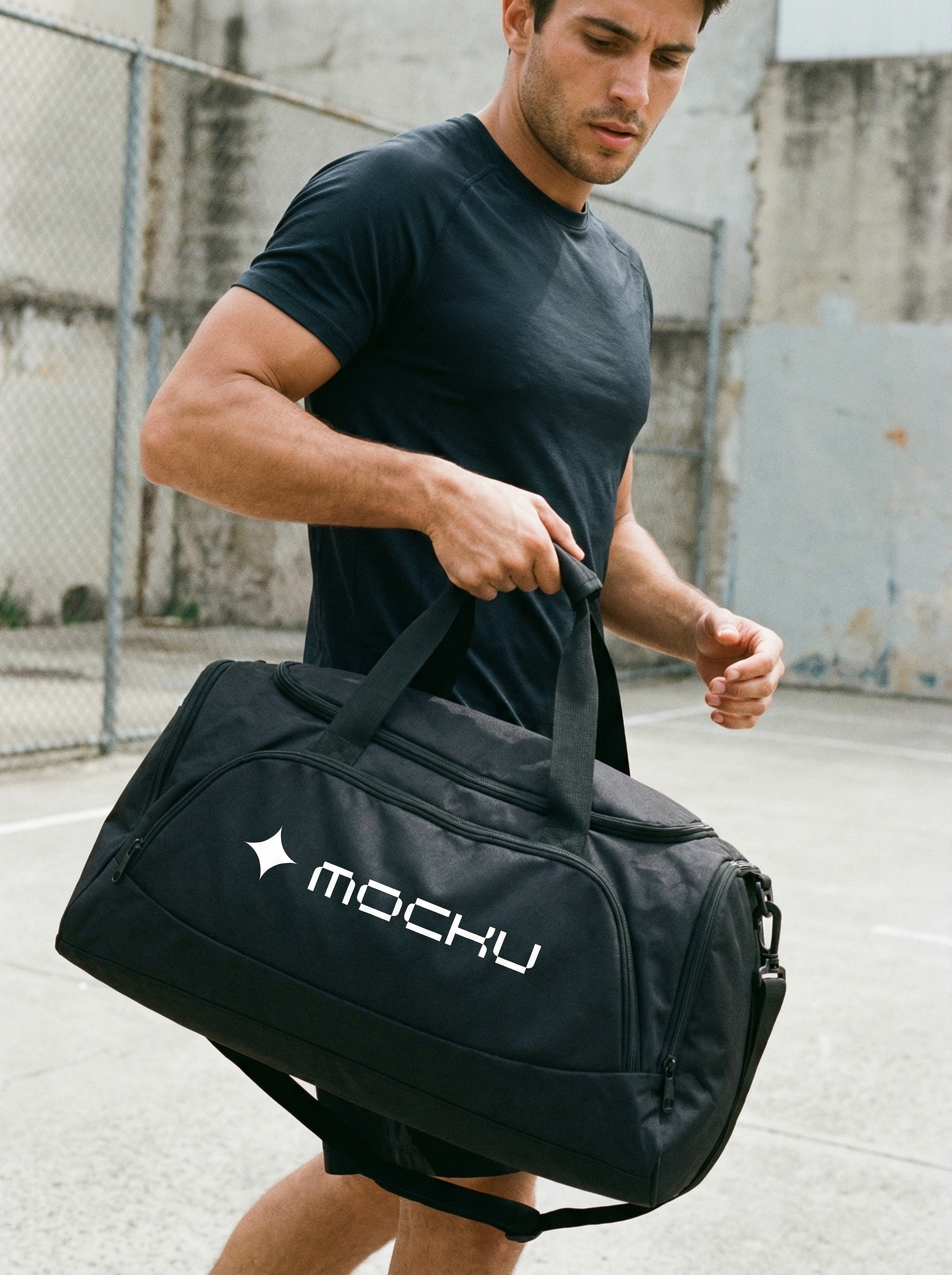 Large Sports Duffel Bag Minimal Light mockup