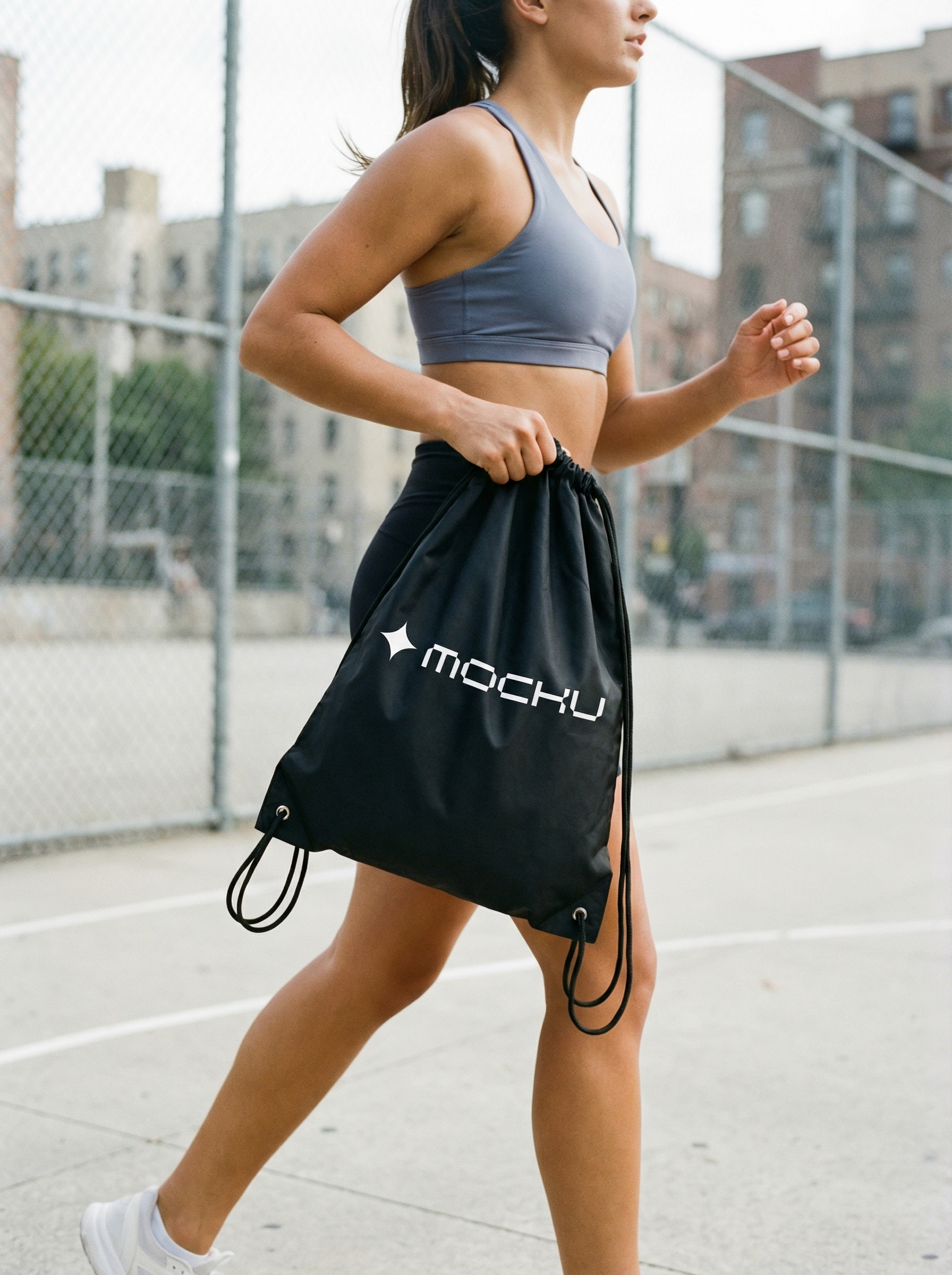 Gym Drawstring Bag Minimal Light mockup