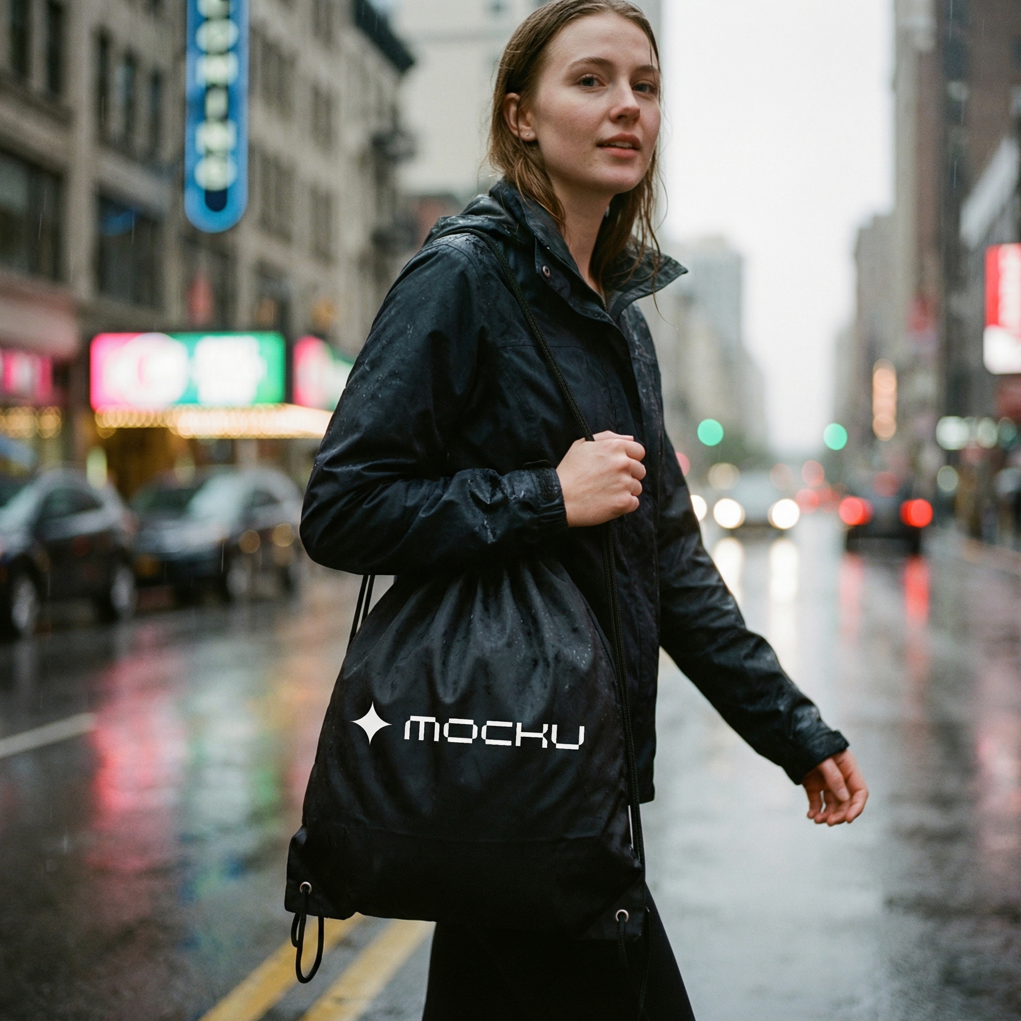 Gym Drawstring Bag Minimal Light mockup