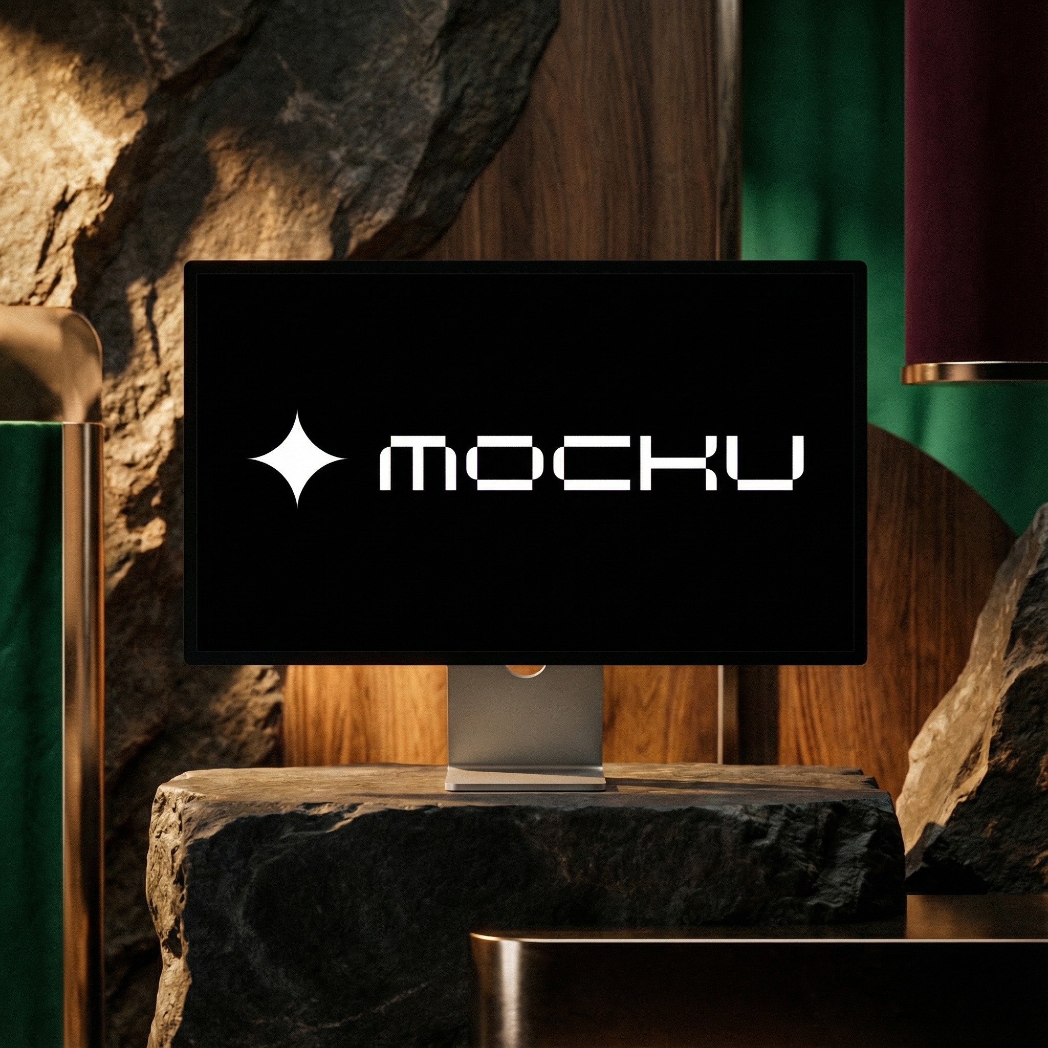 Apple Studio Display Raw Nature Luxury mockup