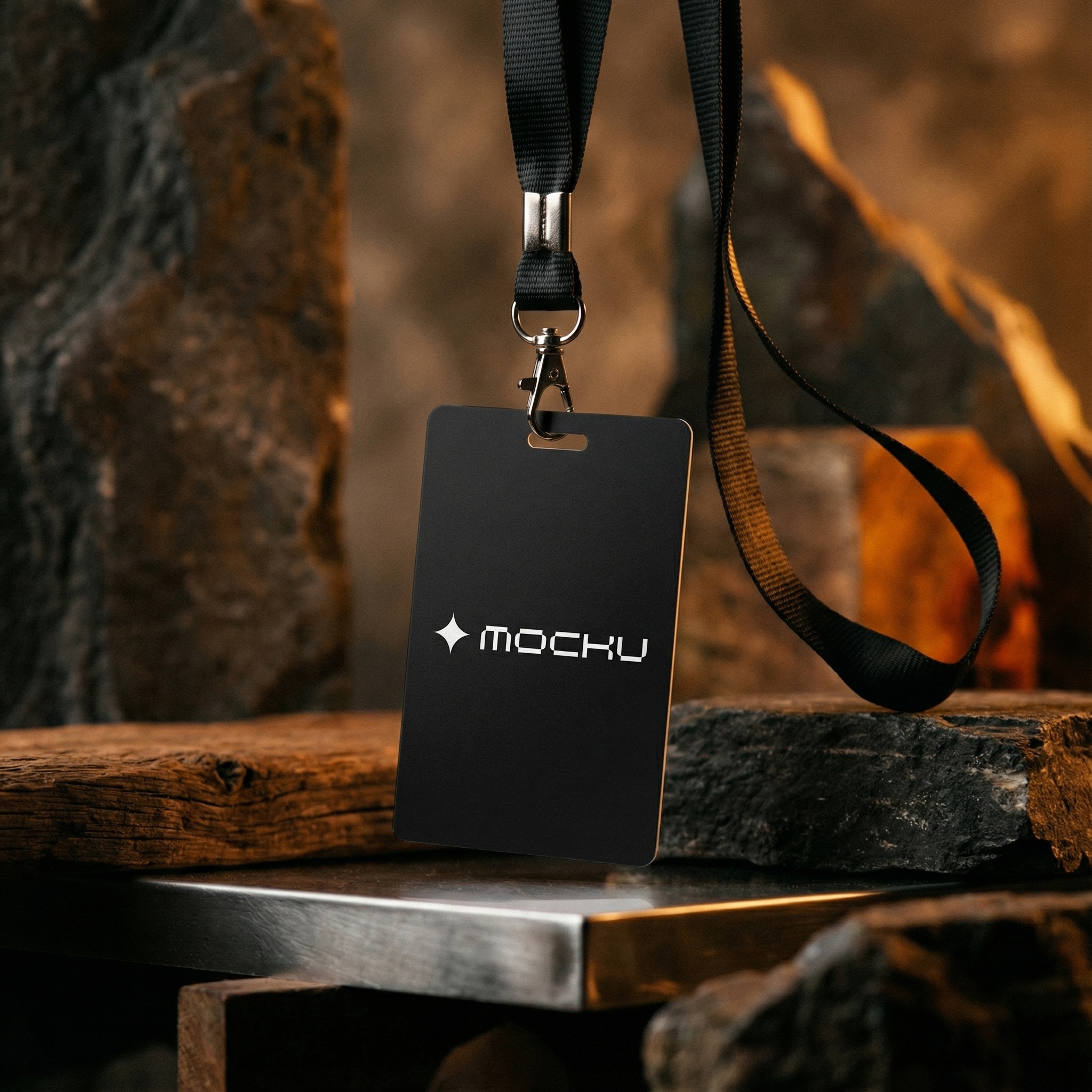 ID Card with Lanyard Raw Nature Luxury mockup