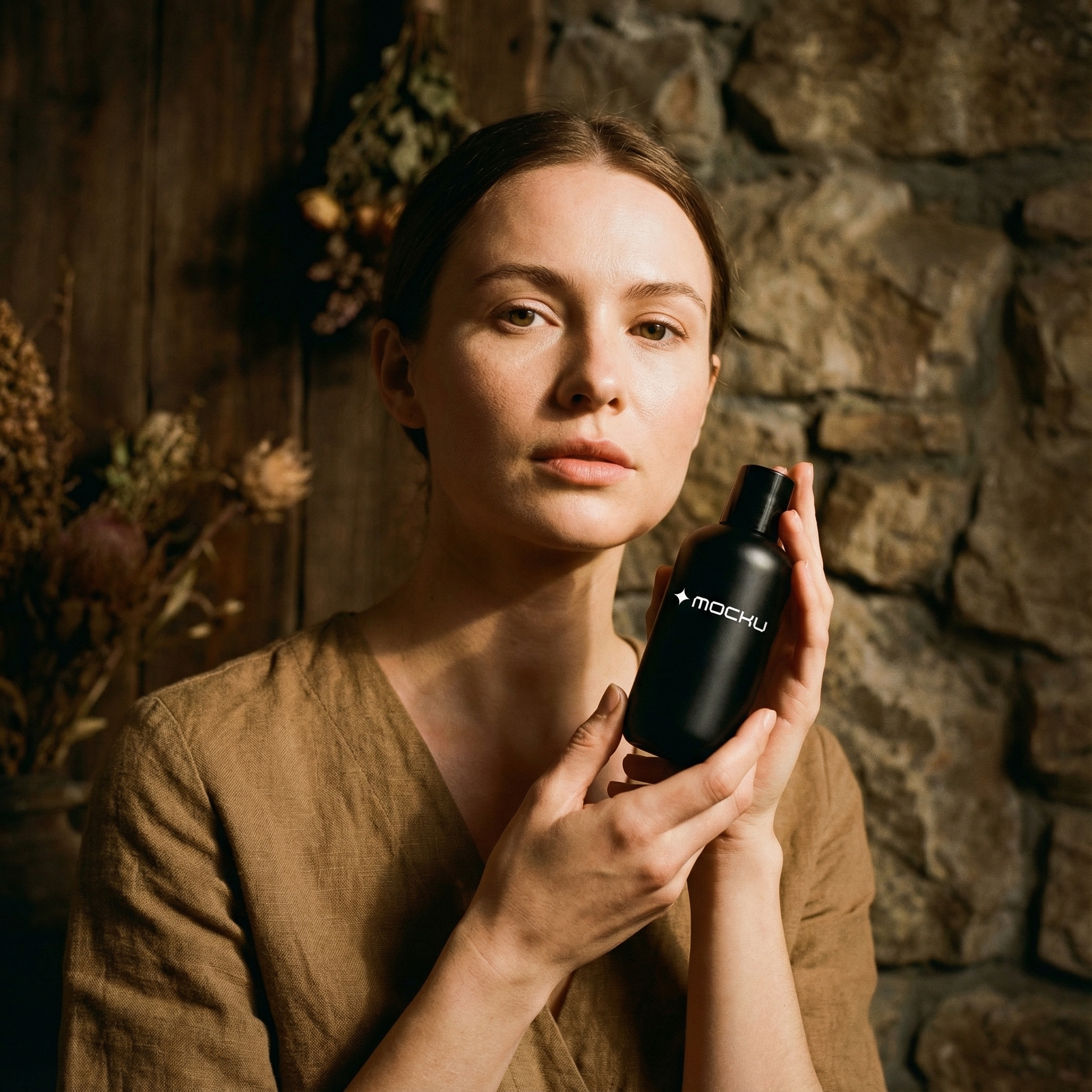 Cosmetic Bottle Raw Nature Luxury mockup