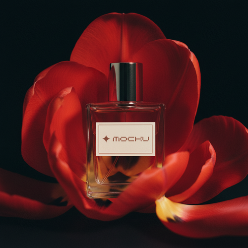 Crimson Tulip Petals on Black style